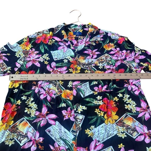 George Men’s Pink Tropical Floral Button Front Short Sleeve Hawaiian Style - Picture 5 of 7